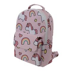 Cute-unicorn-rainbow-seamless-pattern-background Flap Pocket Backpack (Large)