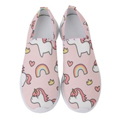 Cute-unicorn-rainbow-seamless-pattern-background Women s Slip On Sneakers by Wegoenart