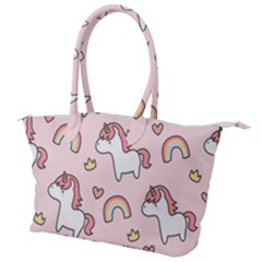 Cute-unicorn-rainbow-seamless-pattern-background Canvas Shoulder Bag by Wegoenart