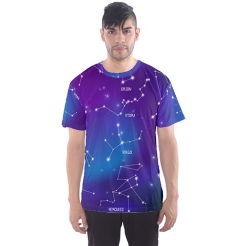 Realistic Night Sky With Constellation Men s Sport Mesh Tee by Wegoenart