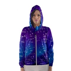 Realistic Night Sky With Constellation Women s Hooded Windbreaker by Wegoenart