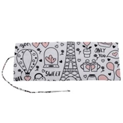 Big Collection With Hand Drawn Object Valentine Day Roll Up Canvas Pencil Holder (s) by Wegoenart