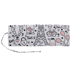 Big Collection With Hand Drawn Object Valentine Day Roll Up Canvas Pencil Holder (m) by Wegoenart