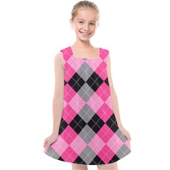 Seamless Argyle Pattern Kids  Cross Back Dress by Wegoenart