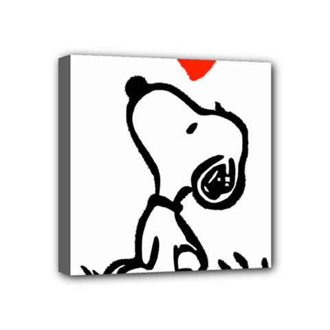 Snoopy Love Mini Canvas 4  X 4  (stretched) by Jancukart