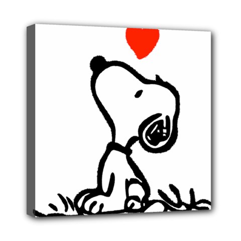 Snoopy Love Mini Canvas 8  X 8  (stretched) by Jancukart