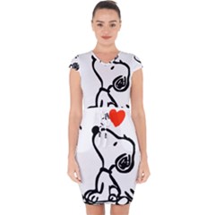 Snoopy Love Capsleeve Drawstring Dress  by Jancukart