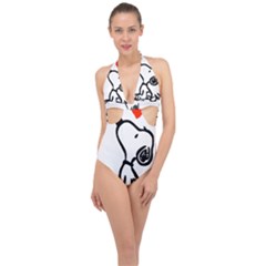 Snoopy Love Halter Front Plunge Swimsuit by Jancukart