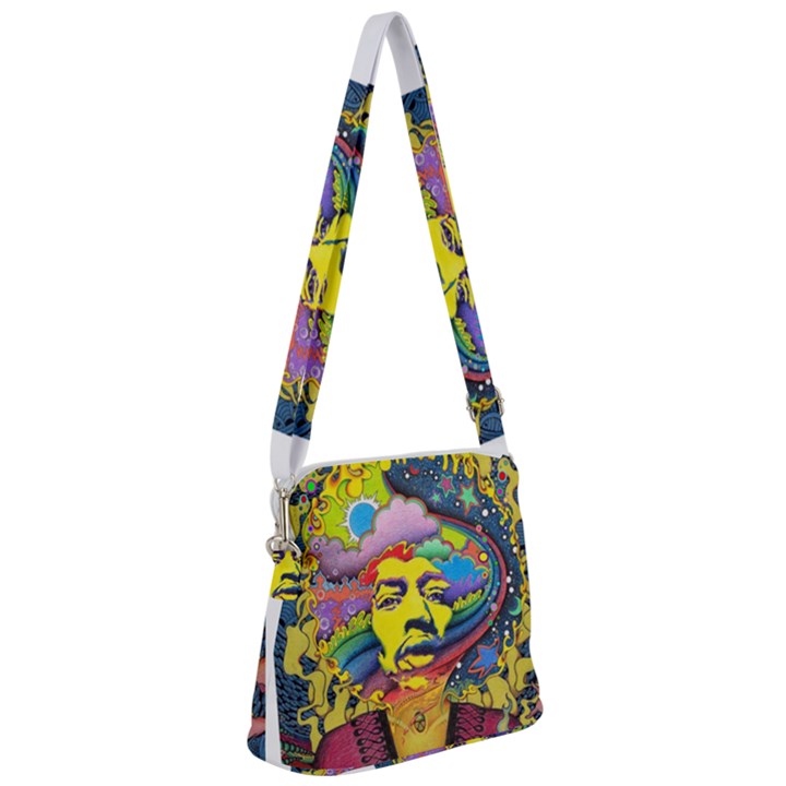 Psychedelic Rock Jimi Hendrix Zipper Messenger Bag