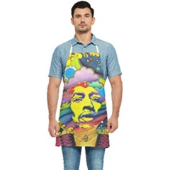 Psychedelic Rock Jimi Hendrix Kitchen Apron by Jancukart