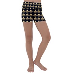 Golden Chess Board Background Kids  Lightweight Velour Yoga Shorts by Wegoenart