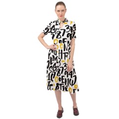 Letters Pattern Keyhole Neckline Chiffon Dress by Wegoenart