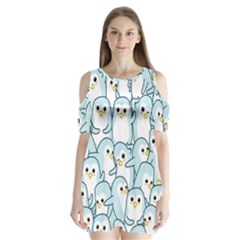 Penguin Pattern Shoulder Cutout Velvet One Piece by Wegoenart