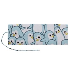 Penguin Pattern Roll Up Canvas Pencil Holder (m)