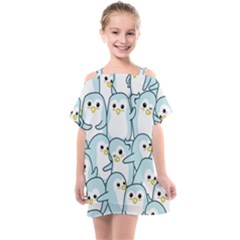 Penguin Pattern Kids  One Piece Chiffon Dress by Wegoenart