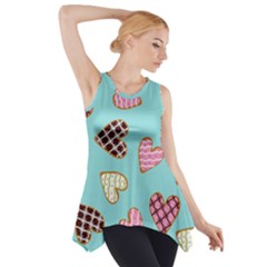 Seamless-pattern-with-heart-shaped-cookies-with-sugar-icing Side Drop Tank Tunic by Wegoenart