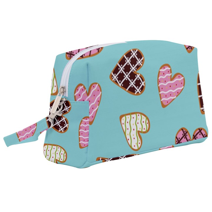 Seamless-pattern-with-heart-shaped-cookies-with-sugar-icing Wristlet Pouch Bag (Large)