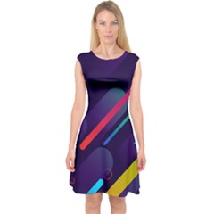 Colorful-abstract-background Capsleeve Midi Dress