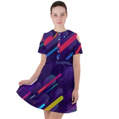 Colorful-abstract-background Short Sleeve Shoulder Cut Out Dress 