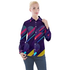 Colorful-abstract-background Women s Long Sleeve Pocket Shirt