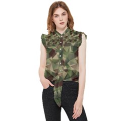 Abstract-vector-military-camouflage-background Frill Detail Shirt by Wegoenart