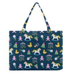 Cute Babies Toys Seamless Pattern Zipper Medium Tote Bag by Wegoenart