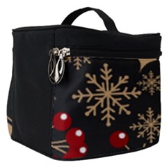 Christmas Pattern With Snowflakes-berries Make Up Travel Bag (small)