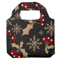 Christmas Pattern With Snowflakes-berries Premium Foldable Grocery Recycle Bag by Wegoenart