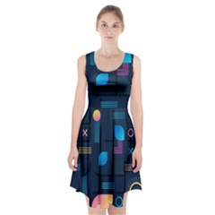 Gradient Geometric Shapes Dark Background Racerback Midi Dress by Wegoenart