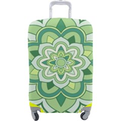 Floral-green-mandala-white Luggage Cover (large)