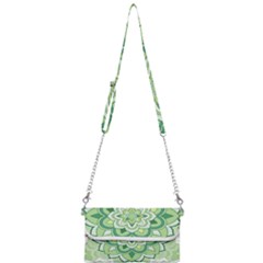 Floral-green-mandala-white Mini Crossbody Handbag by Wegoenart
