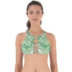 Floral-green-mandala-white Perfectly Cut Out Bikini Top by Wegoenart