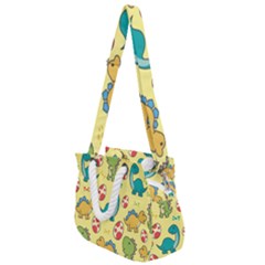 Seamless Pattern With Cute Dinosaurs Character Rope Handles Shoulder Strap Bag by Wegoenart