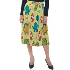 Seamless Pattern With Cute Dinosaurs Character Classic Velour Midi Skirt  by Wegoenart