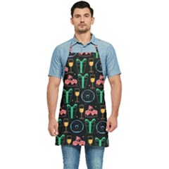 Hand-drawn-happy-birthday-pattern-background Kitchen Apron