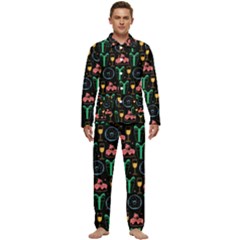 Hand-drawn-happy-birthday-pattern-background Men s Long Sleeve Velvet Pocket Pajamas Set by Wegoenart