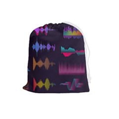 Colorful-sound-wave-set Drawstring Pouch (large) by Wegoenart