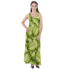 Seamless-pattern-with-green-leaves Sleeveless Velour Maxi Dress by Wegoenart