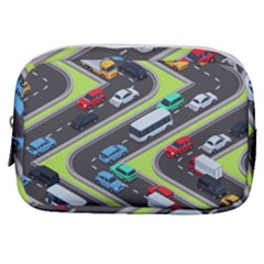 Urban Cars Seamless Texture Isometric Roads Car Traffic Seamless Pattern With Transport City Vector Make Up Pouch (small) by Wegoenart