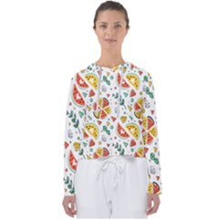 Seamless-hipster-pattern-with-watermelons-mint-geometric-figures Women s Slouchy Sweat