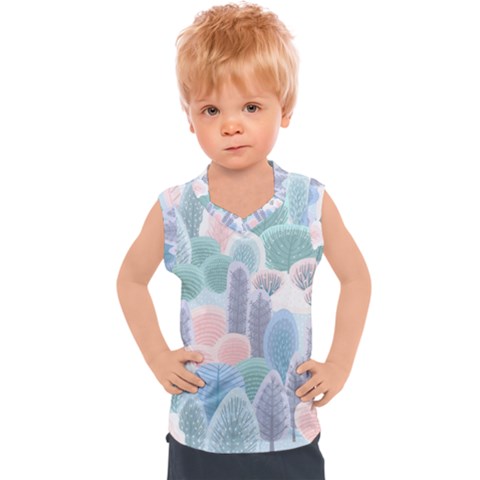 Abstract Seamless Pattern With Winter Forest Background Kids  Sport Tank Top by Wegoenart