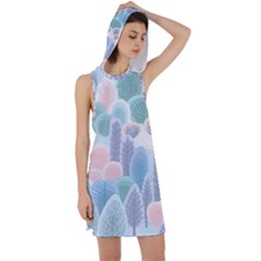 Abstract Seamless Pattern With Winter Forest Background Racer Back Hoodie Dress
