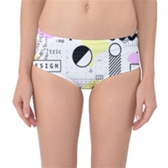 Graphic-design-geometric-background Mid-waist Bikini Bottoms by Wegoenart