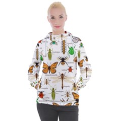 Insects-seamless-pattern Women s Hooded Pullover by Wegoenart