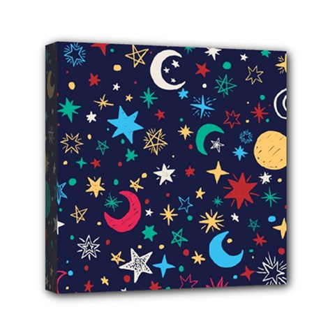 Colorful-background-moons-stars Mini Canvas 6  X 6  (stretched) by Wegoenart