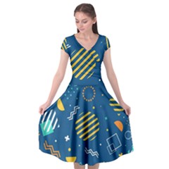 Flat-design-geometric-shapes-background Cap Sleeve Wrap Front Dress
