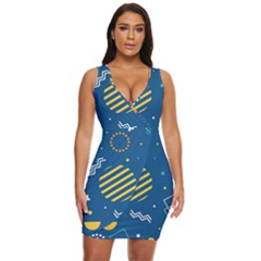 Flat-design-geometric-shapes-background Draped Bodycon Dress by Wegoenart