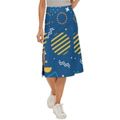 Flat-design-geometric-shapes-background Midi Panel Skirt by Wegoenart