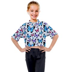 Decorative-festive-trendy-colorful-butterflies-seamless-pattern-vector-illustration Kids Mock Neck Tee