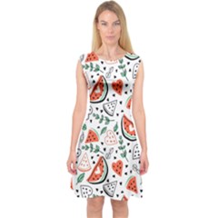 Seamless-vector-pattern-with-watermelons-mint Capsleeve Midi Dress
